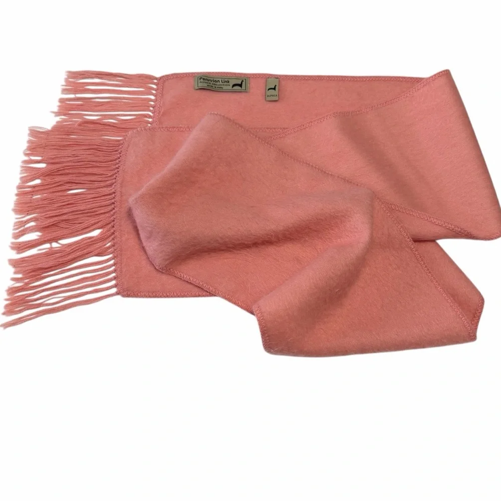 Peruvian Link Alpaca Collection Scarf Long Fringed 82” x 8.75” Light Salmon